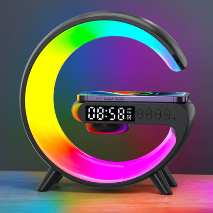 Transform Your Space with the Mini G Lamp: Smart Speaker, APP-Controlled Alarm Clock, RGB Night Light, and Wireless Charger